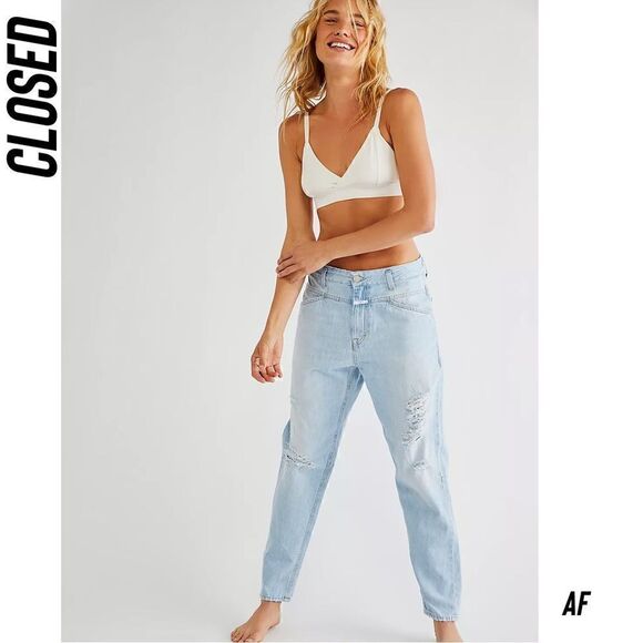 Closed X-Lent Boyfriend Jeans Mid-Rise NWT Size 31 Washed Denim - Picture 3 of 8